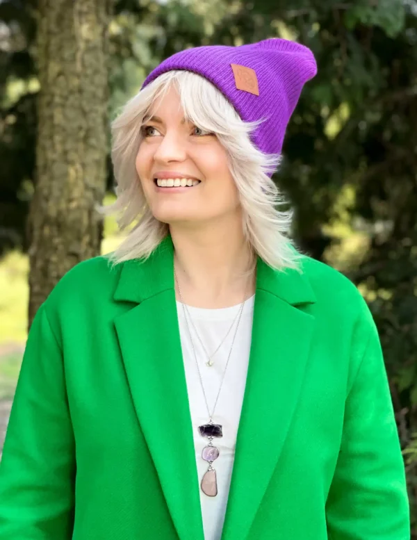 Czapka long logo ekoskórka "Fiolet"
