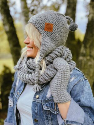 Czapka beanie logo ekoskórka "Fiolet"