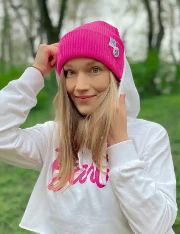 Czapka slouchy logo kolorowe "Neonowy różowy"