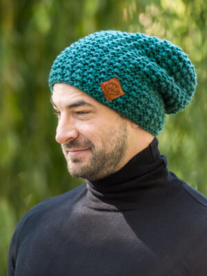 Męska czapka zimowa slouchy NEVERLAND "Leśny zielony"