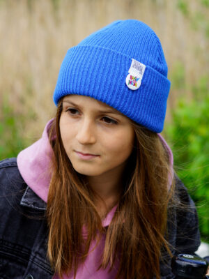Czapka beanie dla dziecka logo kolorowe "Niebieski Kobalt"