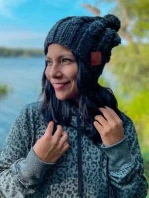 Czapka na zimę SMILE ,,Perłowy czarny" Czapka na zimę SMILE ,,Perłowy czarny"