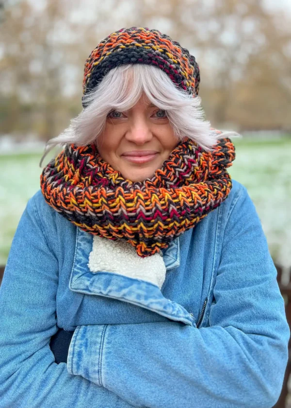 Komin MERINO 50% "Ciemna jesień"
