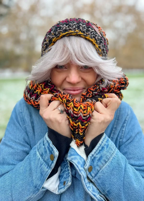 Komin MERINO 50% "Ciemna jesień"
