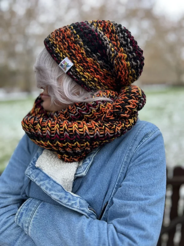 Komin MERINO 50% "Ciemna jesień"
