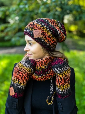 Ciepła czapka MERINO 50% ,,Ciemna jesień" EXPLORER