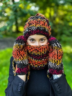 Mały komin MERINO 50% "Ciemna jesień"