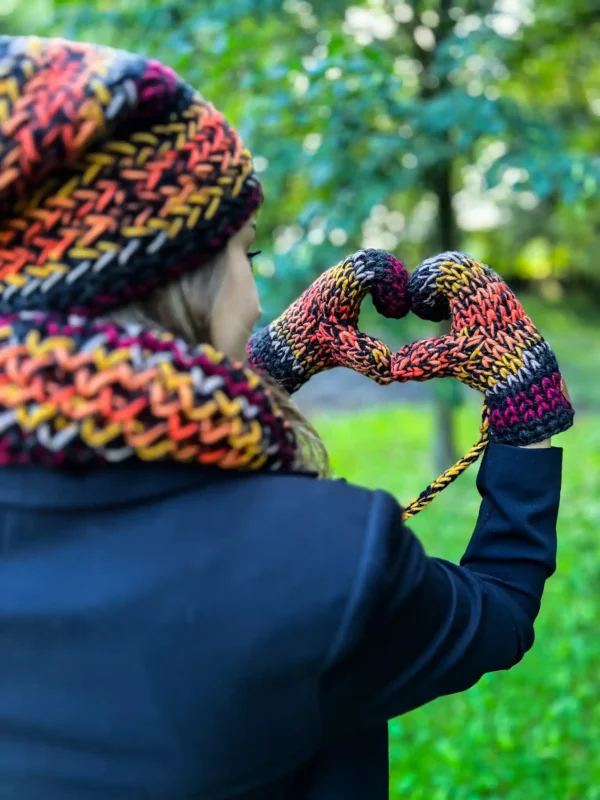 Rękawiczki MERINO 50% ,,Ciemna jesień"