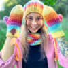 Kolorowe rękawiczki handmade ze sznureczkiem ,,Cieniowane cytrusy"