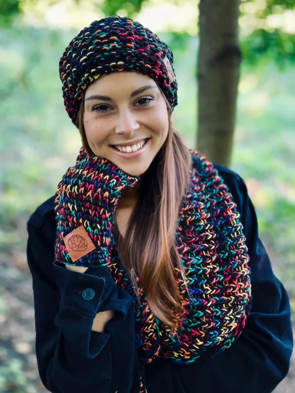 Komin MERINO 66% "Czarne czerwienie"