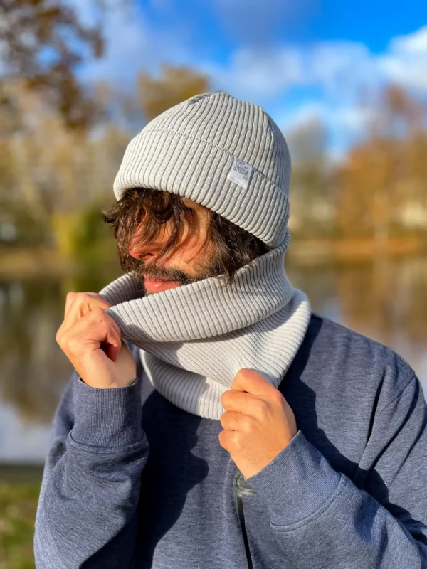 Męski bawełniana bandana zimowa "Jasny szary”