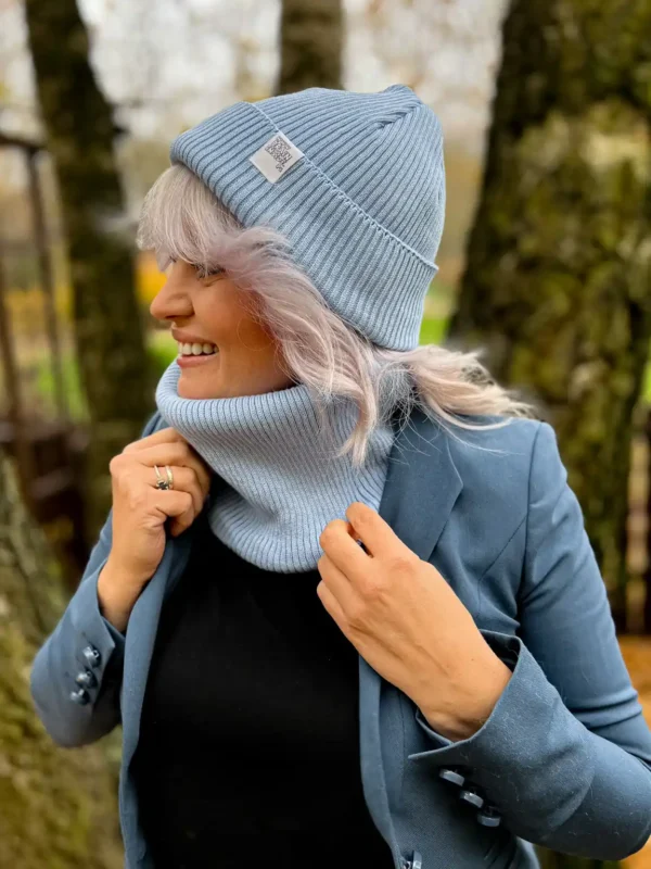 Bawełniany zimowy buff "Jasny niebieski” Bawełniany zimowy buff "Jasny niebieski”
