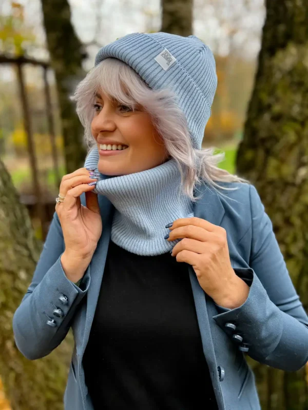 Bawełniany zimowy buff "Jasny niebieski” Bawełniany zimowy buff "Jasny niebieski”