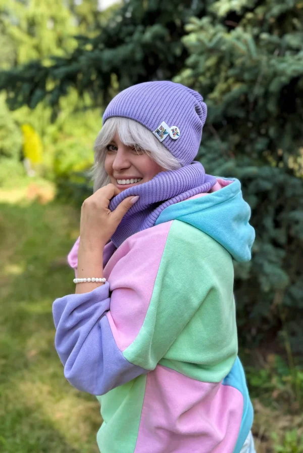 Luźna czapka z bawełny logo kolorowe "Jasny fiolet"