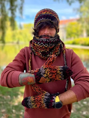 Męskie rękawiczki handmade ,,Ciemna jesień"