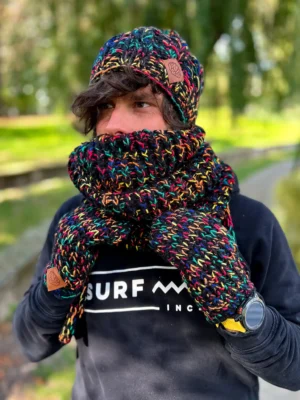 Męskie rękawiczki handmade ,,Czarne czerwienie"