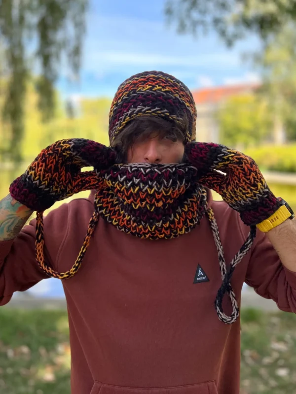 Męskie rękawiczki MERINO 50% ,,Ciemna jesień"
