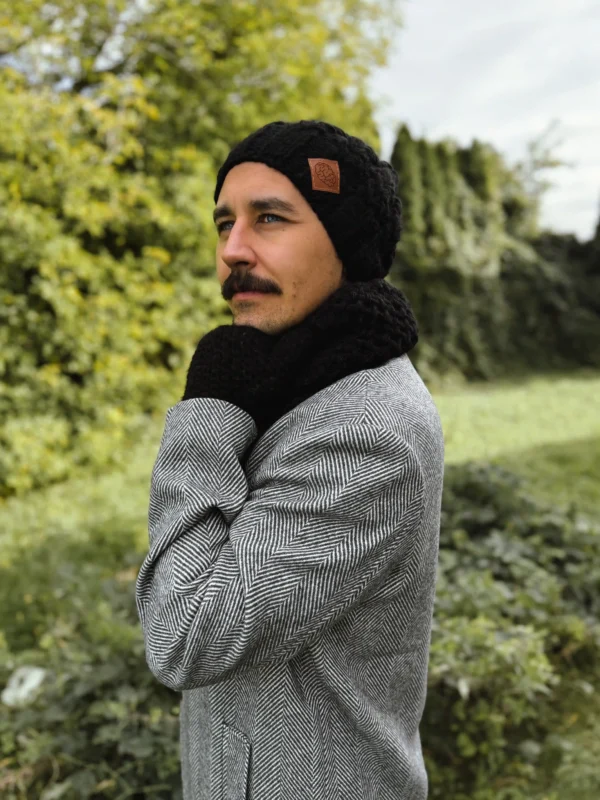 Męski mały komin MERINO "Czarny"