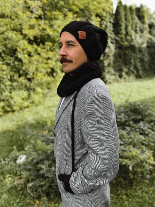 Męski mały komin MERINO "Czarny"