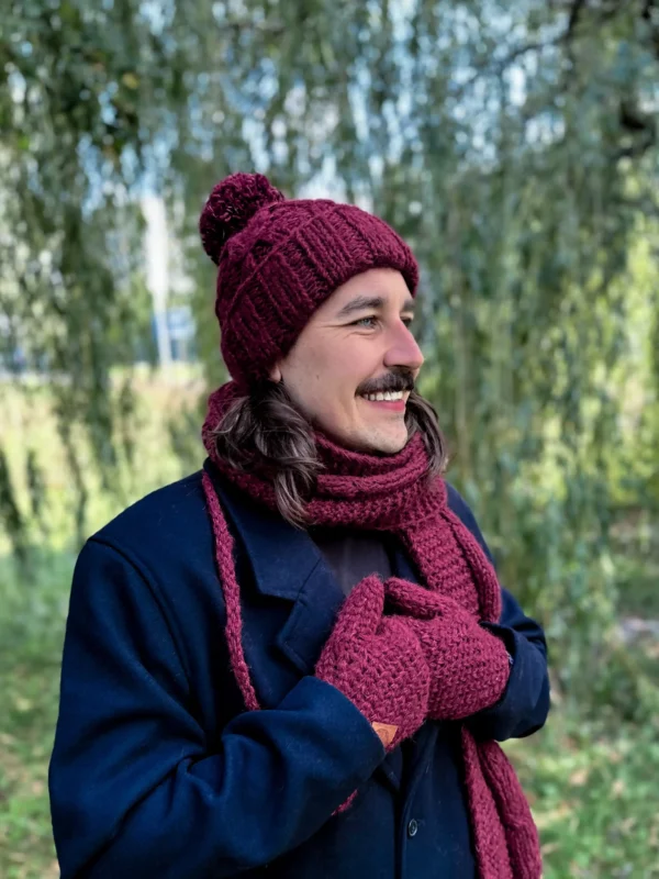 Męskie rękawiczki MERINO "Bordo"