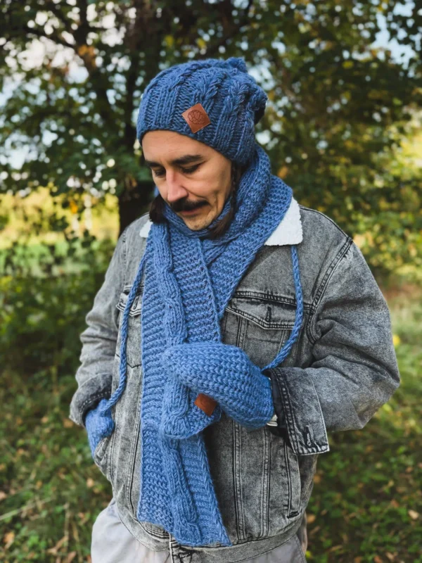 Męskie rękawiczki MERINO "Ciemny niebieski"