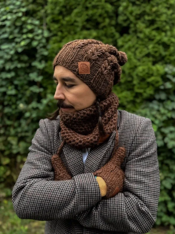 Męski mały komin MERINO "Brąz"