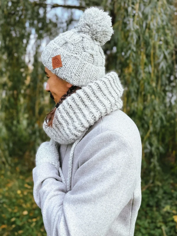 Męski komin MERINO "Wybielony szary"
