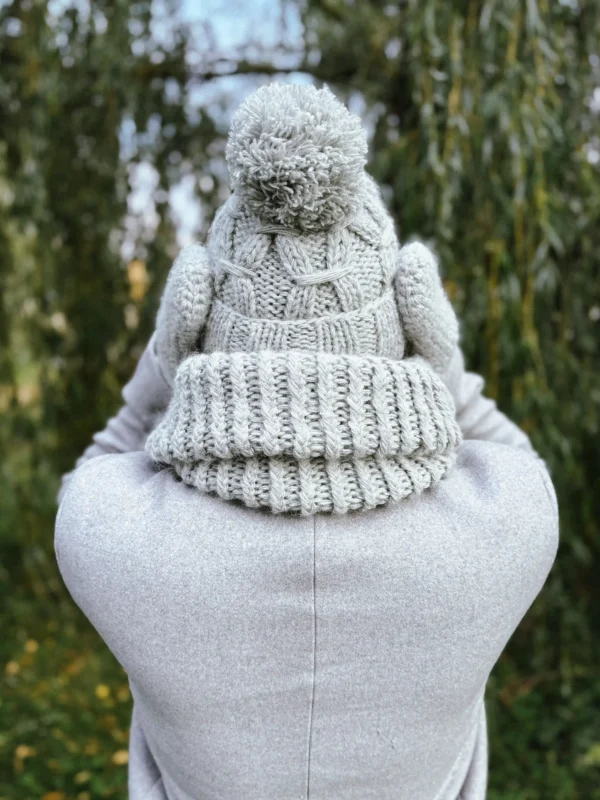 Męski komin MERINO "Wybielony szary"