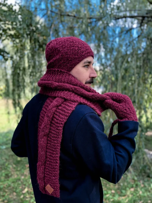 Męski szal MERINO "Bordo szalik"