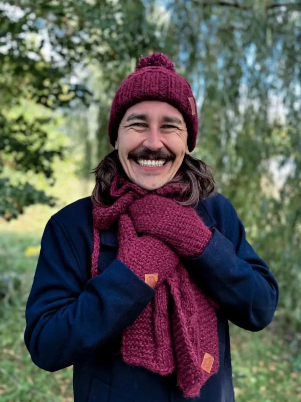 Męski szal MERINO "Bordo szalik"