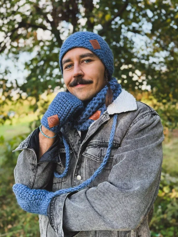 Męskie rękawiczki MERINO "Ciemny niebieski"