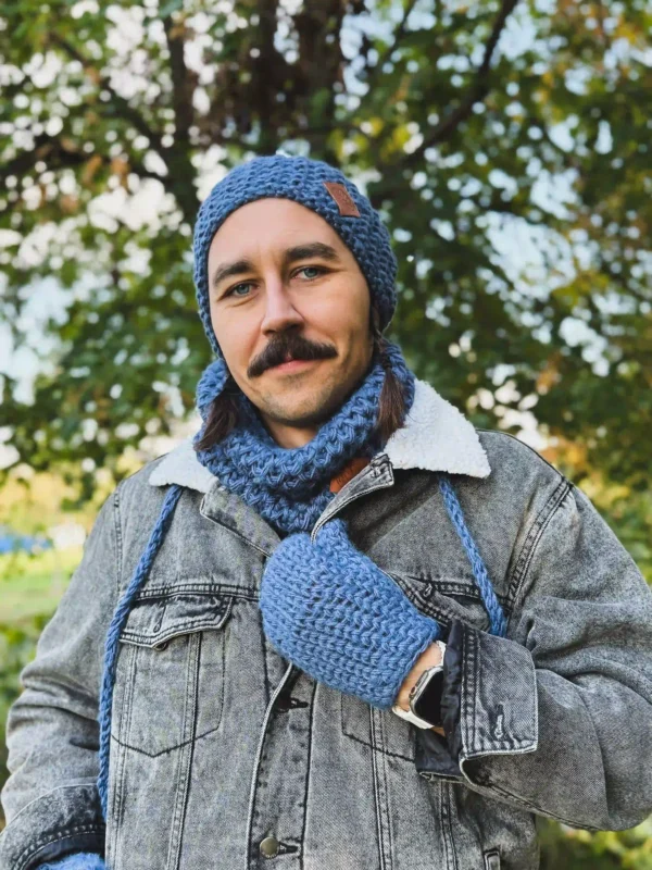 Męskie rękawiczki MERINO "Ciemny niebieski"