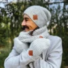 Męskie rękawiczki MERINO "Wybielony szary"