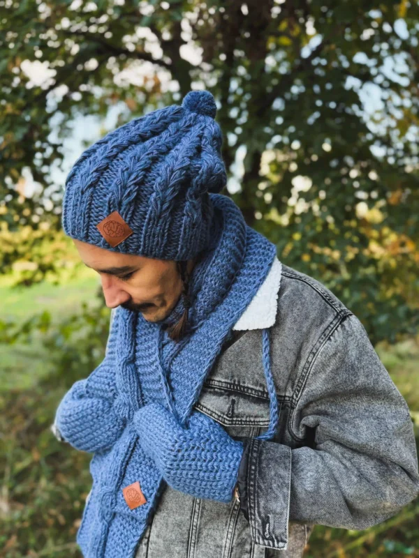 Męskie rękawiczki MERINO "Ciemny niebieski"