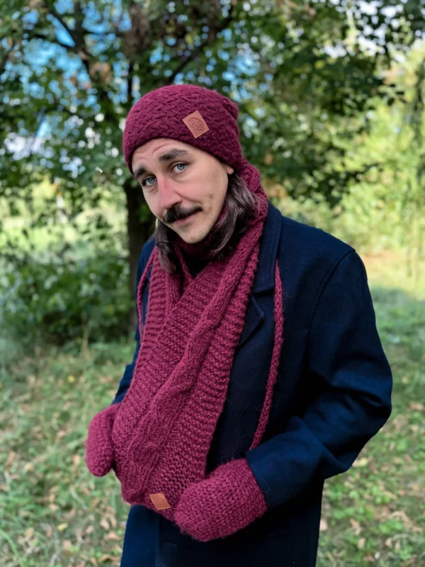 Męski szal MERINO "Bordo szalik"