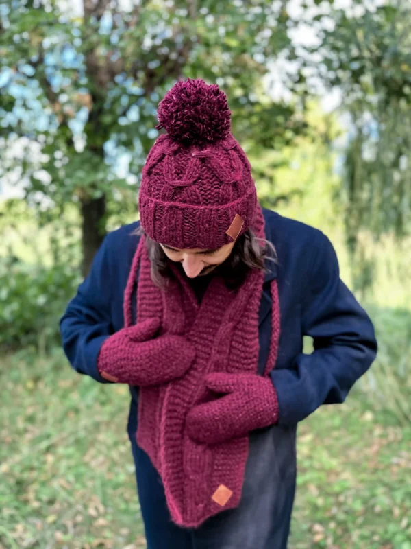 Męski szal MERINO "Bordo szalik"