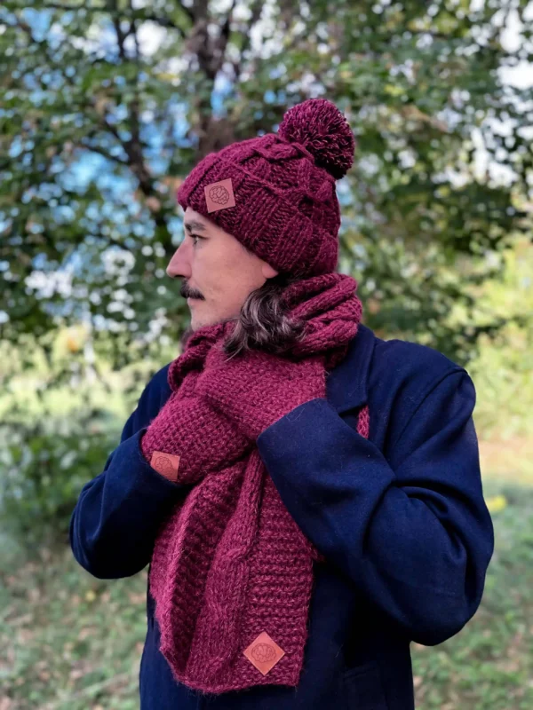 Męski szal MERINO "Bordo szalik"