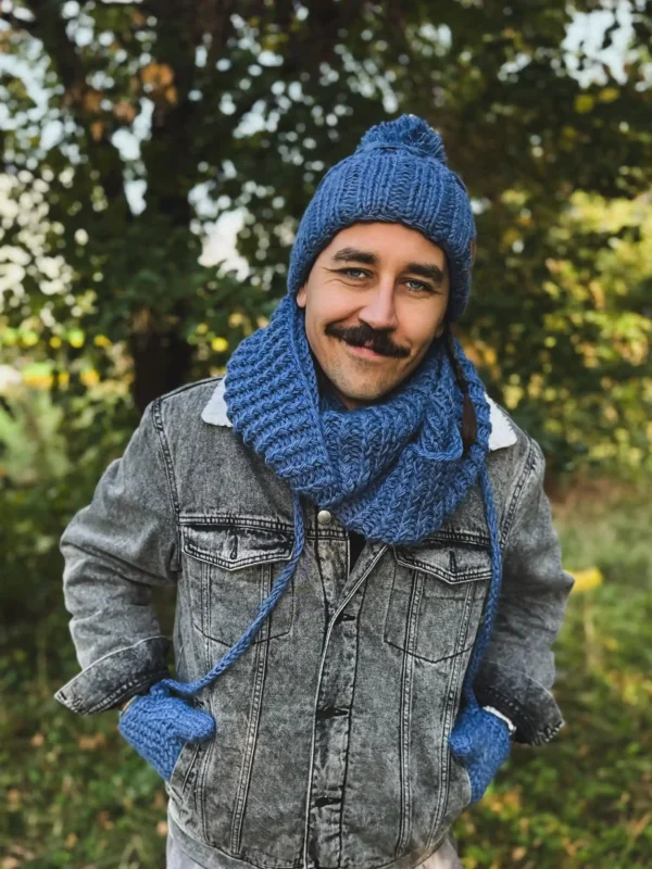 Męski komin MERINO "Ciemny niebieski"