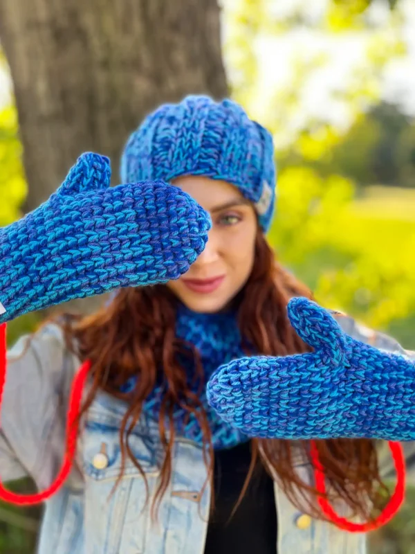 Rękawiczki MERINO 100% ,,Niebieskości"