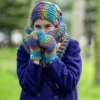 Rękawiczki MERINO 50% "Tęcza Błękit"