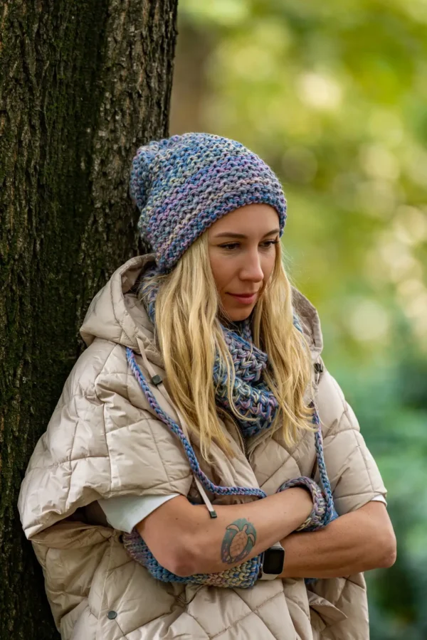 Czapka MERINO 100% Neverland "Pastele" + podszewka BAWEŁNA