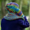 Czapka MERINO 50% nieugniatająca włosów "Tęcza Błękit" THIS IS IT