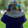 Czapka MERINO 50% nieugniatająca włosów "Tęcza Błękit" THIS IS IT