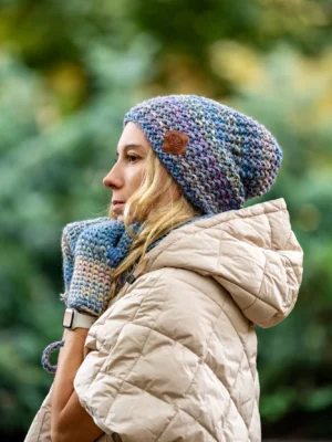 Czapka MERINO 100% Neverland "Pastele" + podszewka BAWEŁNA