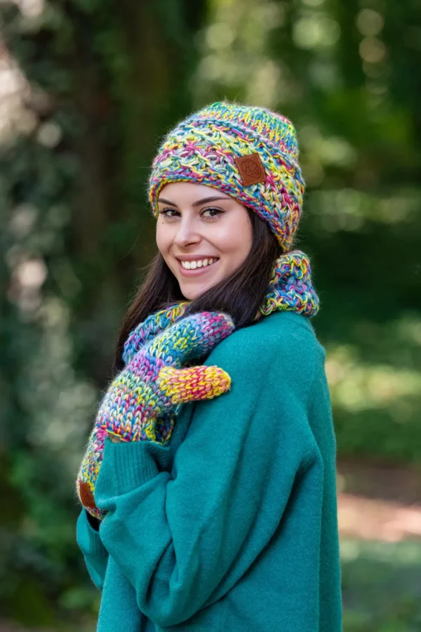 Czapka MERINO 100% Hope "Cukierki" + podszewka BAWEŁNA