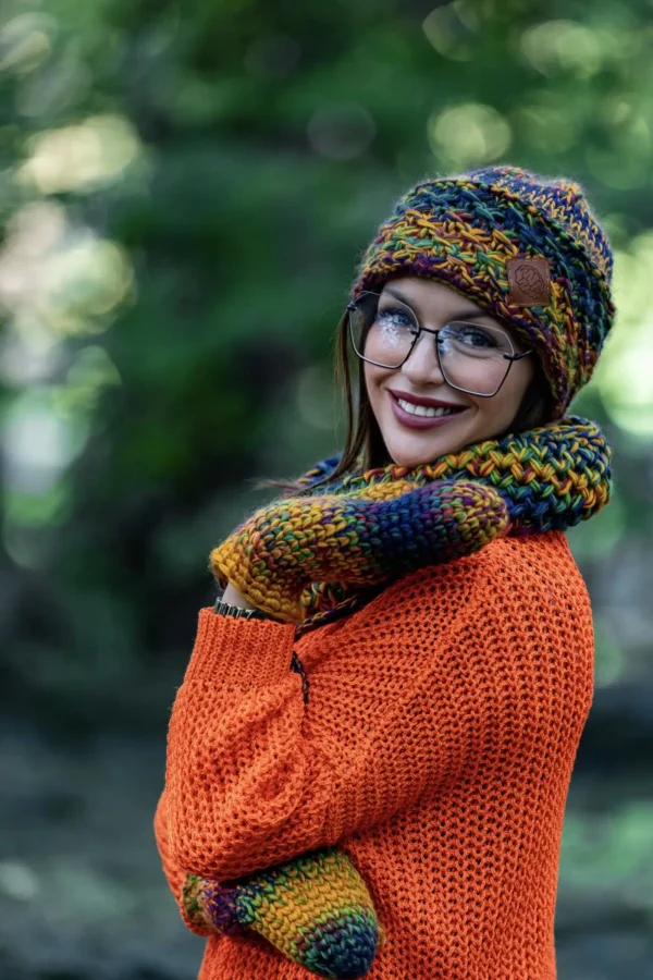 Czapka MERINO 100% Hope "Kolory" + podszewka BAWEŁNA