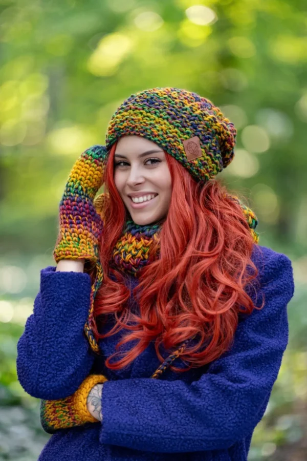 Czapka MERINO 100% Neverland "Kolory" + podszewka BAWEŁNA