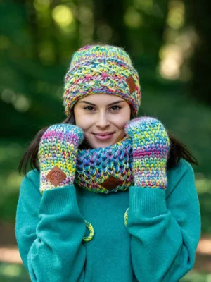 Czapka MERINO 100% Hope "Cukierki" + podszewka BAWEŁNA