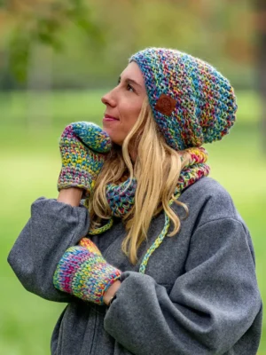 Czapka MERINO Neverland "Cukierki" + podszewka BAWEŁNA
