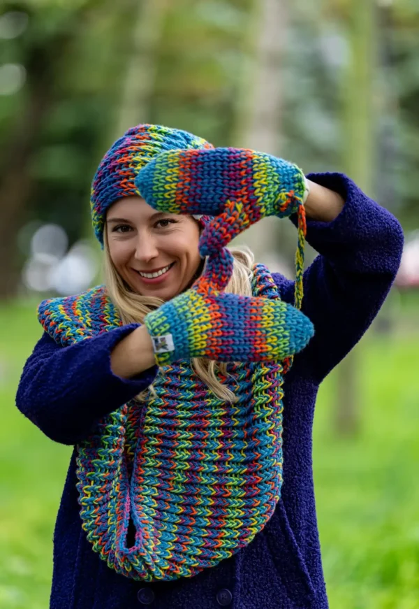 Rękawiczki MERINO 50% "Tęcza Błękit"